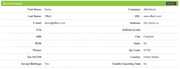 Setting Your Account Details