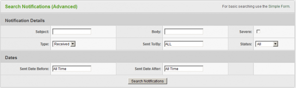 Search Notifications (Advanced Form)