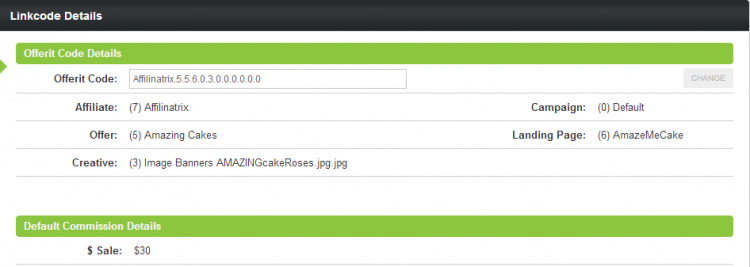 Viewing Your Affiliate Linkcode Details