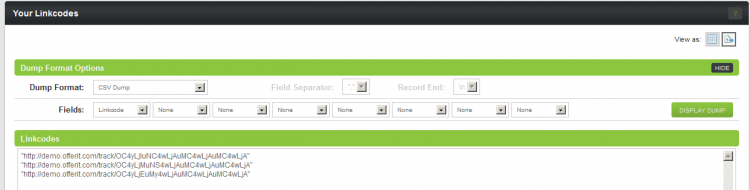 Viewing Your Affiliate Linkcode Dumps