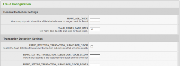 The Fraud Configuration Section