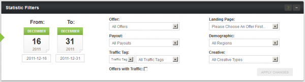 The Affiliate Statistic Filters