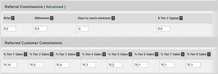 Setting default payouts