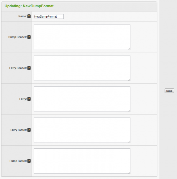 Configuring PayVia Dump Formats