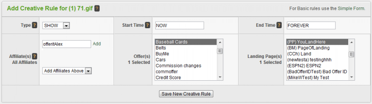 Using the advanced form to add rules